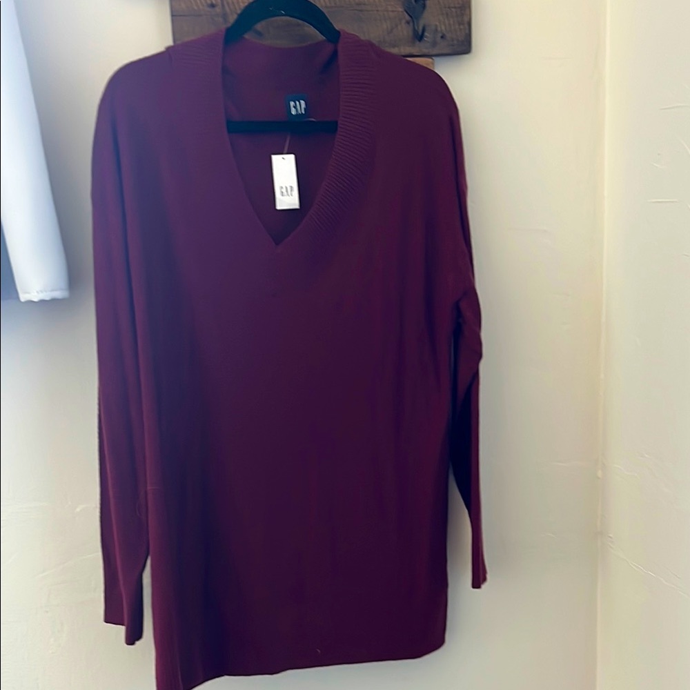 GAP Burgundy V-Neck Sweater, xl, NWT